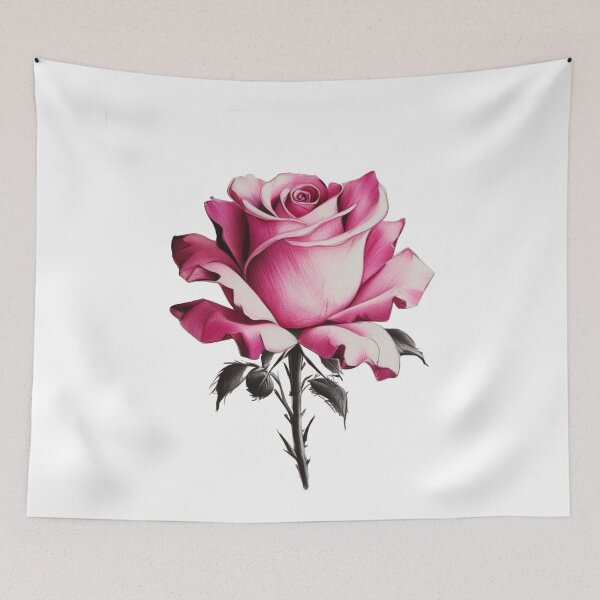 Item preview, A pink rose with a stem and a leaf designed and sold by PWDigitalArt.