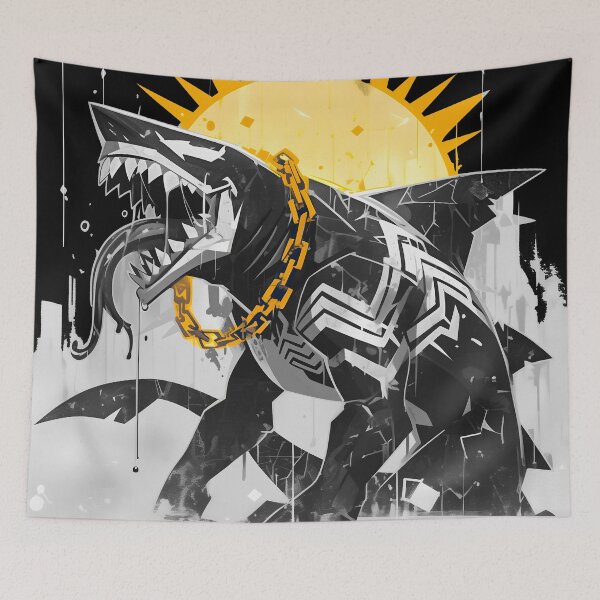 Item preview, Symbiote Shark Sunrise - Black and Gold designed and sold by Artsy Sharky.