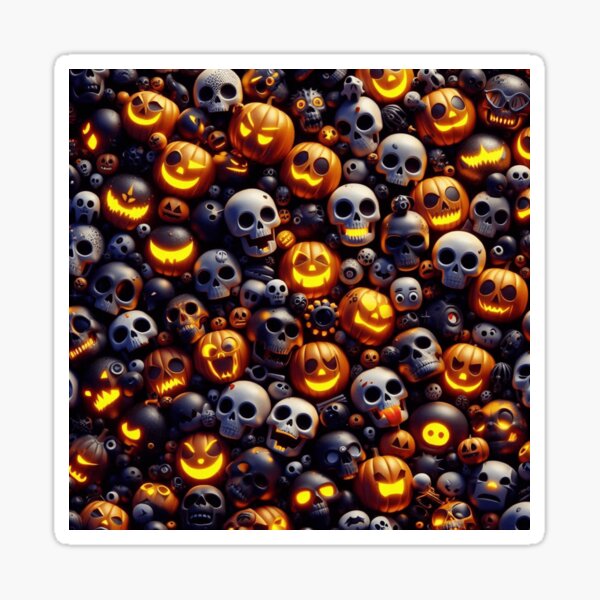 Get Spooky with Silver Skulls & Orange Pumpkins: A Halloween Pattern by Tommy Designs! Sticker
