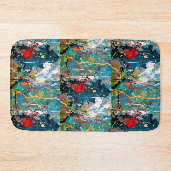 Perception in Cyan Blue by Adelaide Artist Avril Thomas Bath Mat