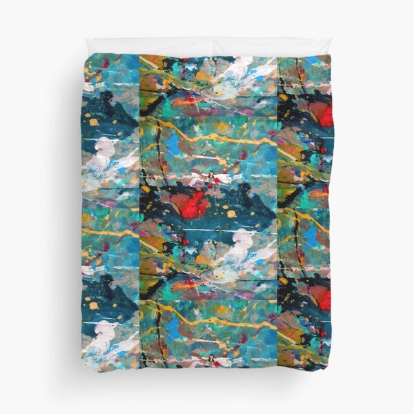 Perception in Cyan Blue by Adelaide Artist Avril Thomas Duvet Cover