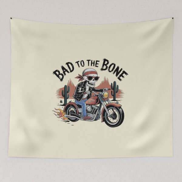 Item preview, Bad to the Bone Skeleton Biker Illustration designed and sold by love3617.