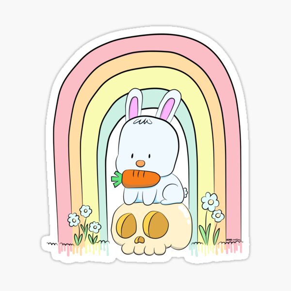 Bunny on Skull Sticker