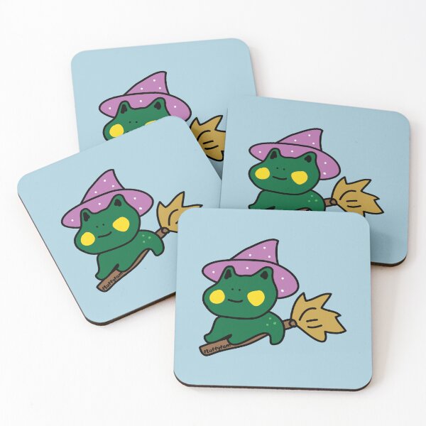 Item preview, Cute frog wizard riding broom stick designed and sold by fluffyfamcraft.