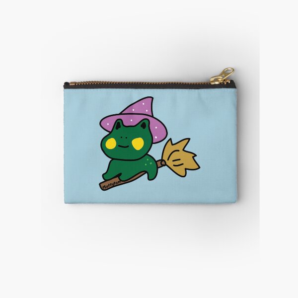 Item preview, Cute frog wizard riding broom stick designed and sold by fluffyfamcraft.