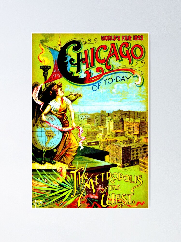 "CHICAGO WORLDS FAIR Vintage (1893) Advertising Print" Poster for