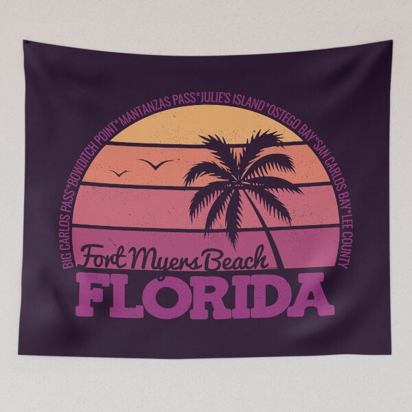 Item preview, Fort Myers Beach Florida Sunset Retro Vintage Local Pride Logo designed and sold by CRHPOD20.