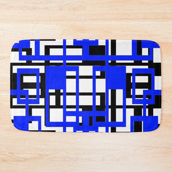 Item preview, Geometric Shapes Pattern Blue Black White Background designed and sold by taiche.
