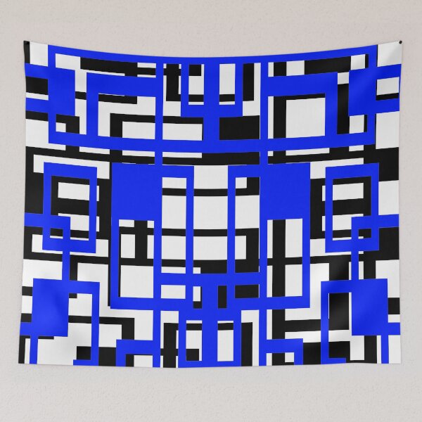 Item preview, Geometric Shapes Pattern Blue Black White Background designed and sold by taiche.