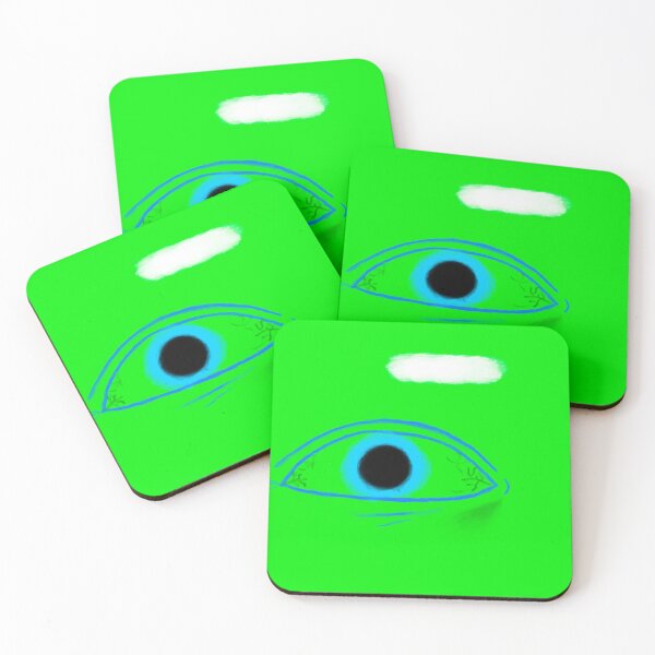 Item preview, Vibrant Blue Eye with Cloud Accent on Green Background designed and sold by SangreLuz.