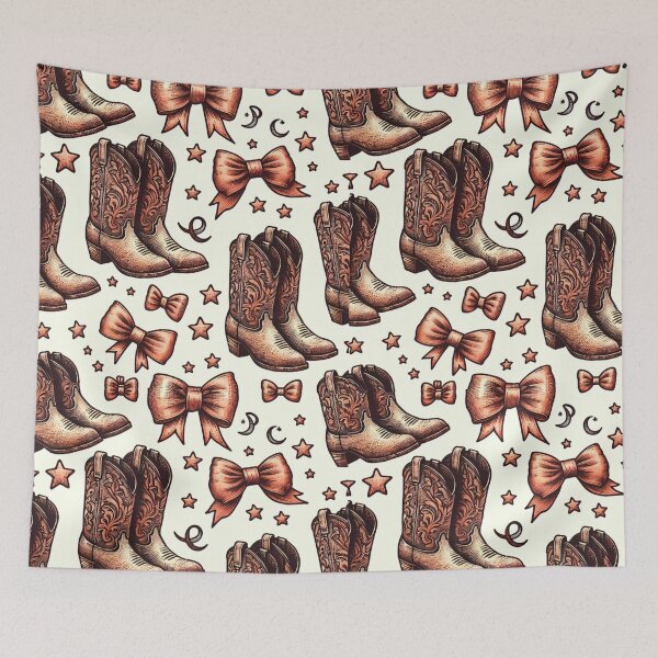 Item preview, Western Charm - Cowboy Boots and Bows Pattern designed and sold by WildHeart07.