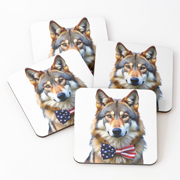 Item preview, Funny cool Wolf wearing a USA flag bow tie designed and sold by LazyOwlStore.