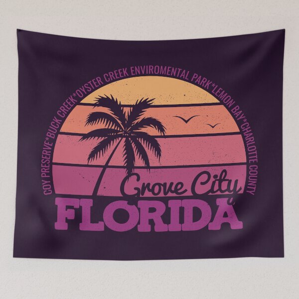 Item preview, Grove City Beach Florida Sunset Retro Vintage Local Pride Logo designed and sold by CRHPOD20.
