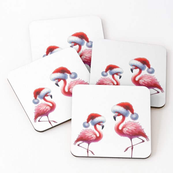 Aperçu de l'œuvre Flamant rose mignon avec un chapeau de Noël créée et vendue par sasumiworld.
