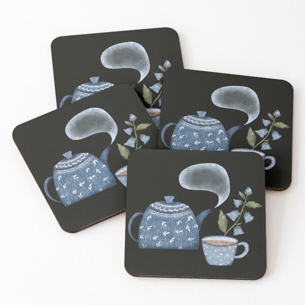 Item preview, Blue floral teapot and teacup designed and sold by pinkyfish1010.