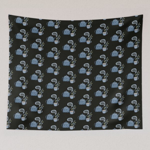 Item preview, Blue floral teapot and teacup designed and sold by pinkyfish1010.