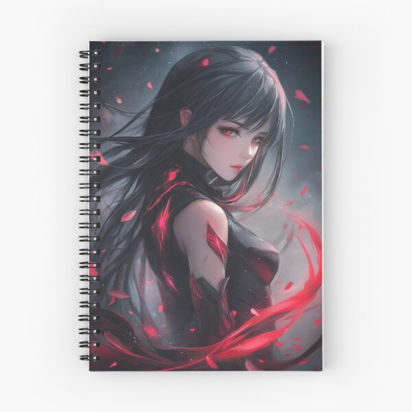 Item preview, Mysterious warrior with flowing hair, surrounded by swirling red petals in a dark, ethereal setting at dusk. designed and sold by Jerhus.