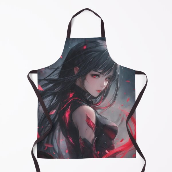 Item preview, Mysterious warrior with flowing hair, surrounded by swirling red petals in a dark, ethereal setting at dusk. designed and sold by Jerhus.