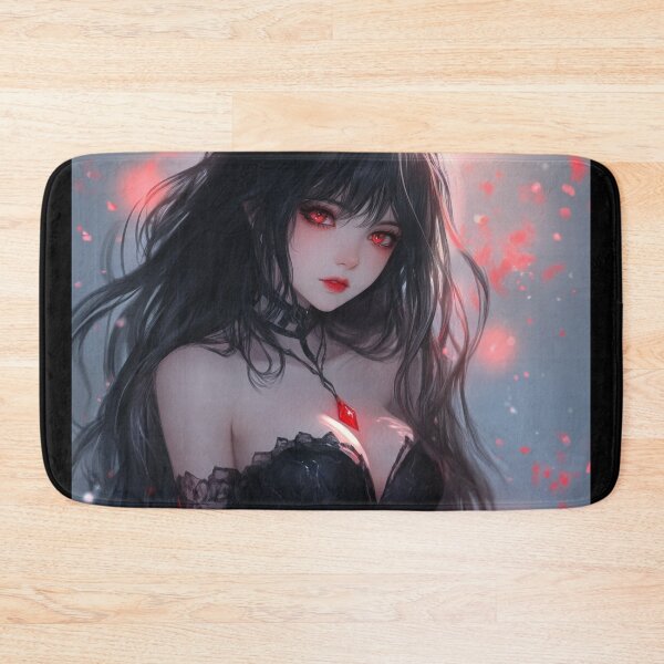 Item preview, A mysterious woman in elegant, dark attire sits among red petals, creating a haunting atmosphere in an artistic setting. designed and sold by Jerhus.