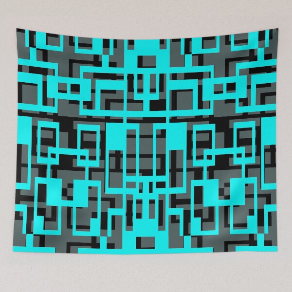 Item preview, Geometric Shapes Pattern Blue Aqua Black Cut Out designed and sold by taiche.