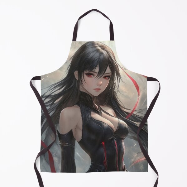 Item preview, A captivating figure, dressed in black with long black hair and striking red eyes, stands confidently in front of a dramatic backdrop. designed and sold by Jerhus.