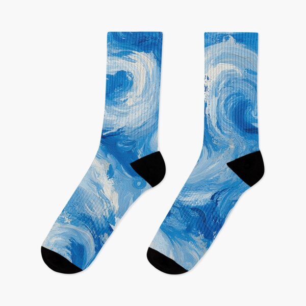 Item preview, Abstract painting Design features a dynamic and swirling pattern of blue and white hues.  designed and sold by HEMRO.