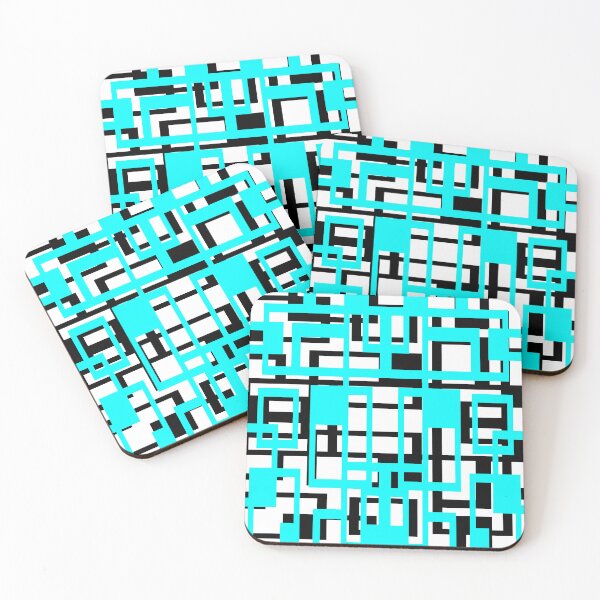 Item preview, Geometric Shapes Pattern Blue Aqua Black White Background designed and sold by taiche.