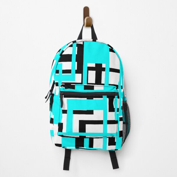 Item preview, Geometric Shapes Pattern Blue Aqua Black White Background designed and sold by taiche.