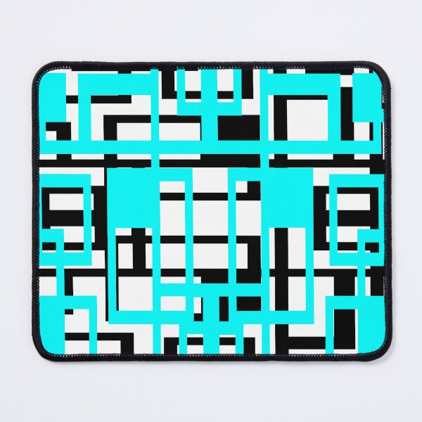 Item preview, Geometric Shapes Pattern Blue Aqua Black White Background designed and sold by taiche.