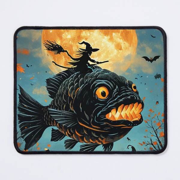 Item preview, Halloween Witch Riding Fish and Full Moon designed and sold by oversea.