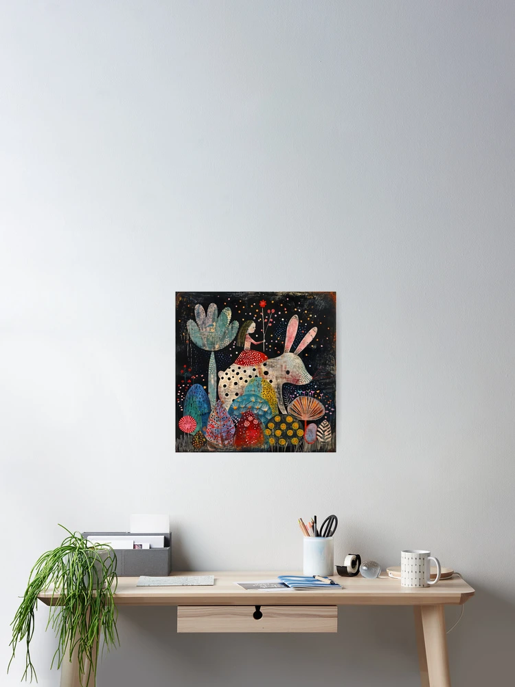 Thumbnail 2 of 3, Poster, Little Girl Riding Rabbit designed and sold by Duckmoo Art.