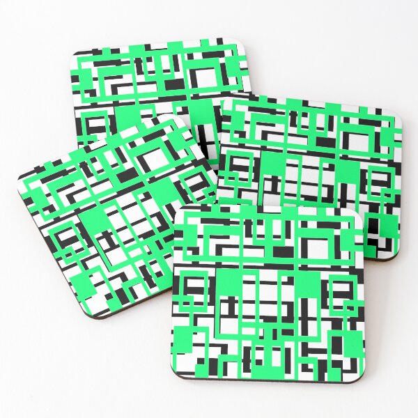 Item preview, Geometric Shapes Pattern Aqua-Green Black White Background designed and sold by taiche.