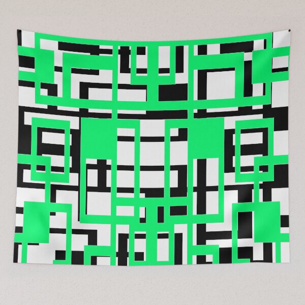 Item preview, Geometric Shapes Pattern Aqua-Green Black White Background designed and sold by taiche.