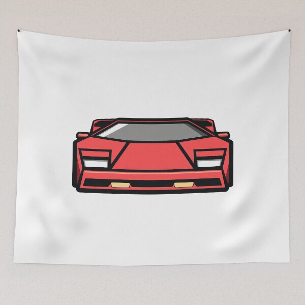 Item preview, A striking red sports car is presented head-on against a clean white background, highlighting its sleek design and bold lines. designed and sold by Jerhus.