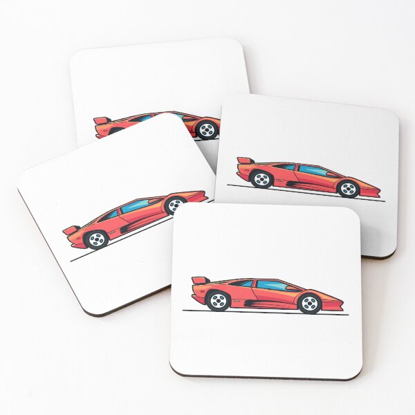 Item preview, A sleek red sports car is parked against a minimalist backdrop, showcasing its aerodynamic design and vibrant color in the afternoon light. designed and sold by Jerhus.