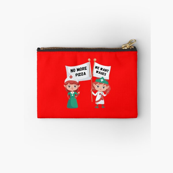 Item preview, christmas nurse shirt, nurse christmas gift, Festive Nurse Christmas Apparel, funny, humor, cute elves nurse, No more pizza we want wages designed and sold by FunovativeWorks.