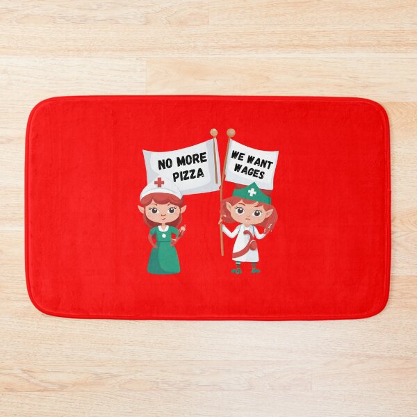 Item preview, christmas nurse shirt, nurse christmas gift, Festive Nurse Christmas Apparel, funny, humor, cute elves nurse, No more pizza we want wages designed and sold by FunovativeWorks.