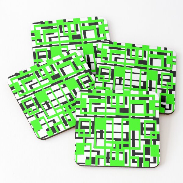 Item preview, Geometric Shapes Pattern Medium-Green Black White Background designed and sold by taiche.