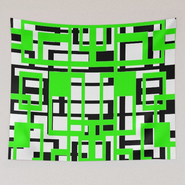 Item preview, Geometric Shapes Pattern Medium-Green Black White Background designed and sold by taiche.