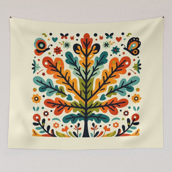 Item preview, Scandinavian Folk Art Oak leaf pattern by heidiannemorris designed and sold by FOLK ART FUSION.