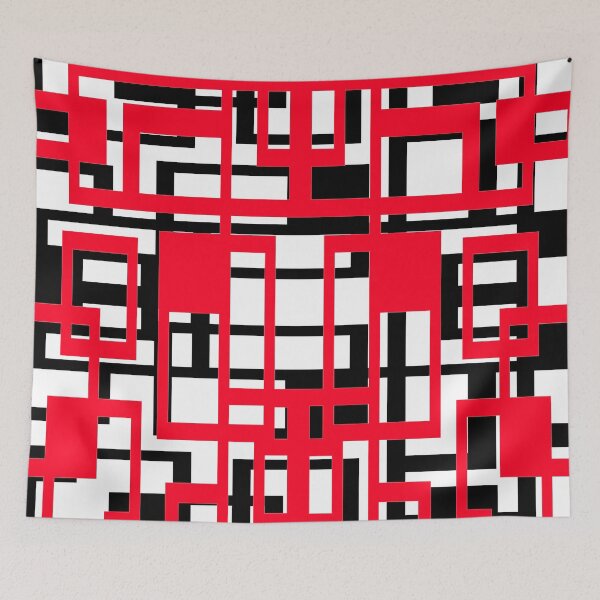 Item preview, Geometric Shapes Pattern Red Black White Background designed and sold by taiche.