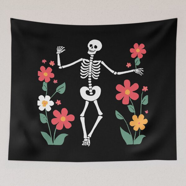 Item preview, Skeleton Dancing, Skeleton and Flowers designed and sold by DotisDreams.