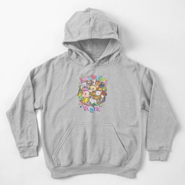 Love, Peace, Vegan Kids Pullover Hoodie