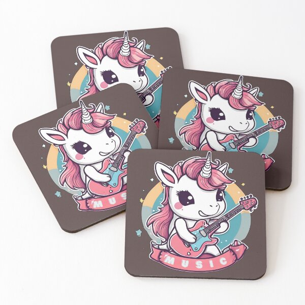 Item preview, Cool Kawaii Unicorn playing guitar designed and sold by All-About-Life.