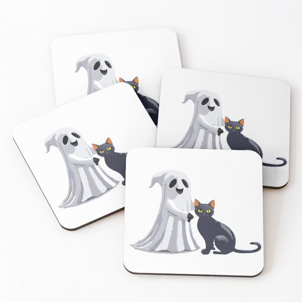 Item preview, Halloween White Ghost and Black Cat designed and sold by BlueStarG8.