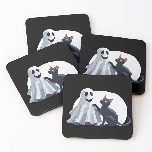 Item preview, Halloween Black Cat Petting a Ghost designed and sold by BlueStarG8.