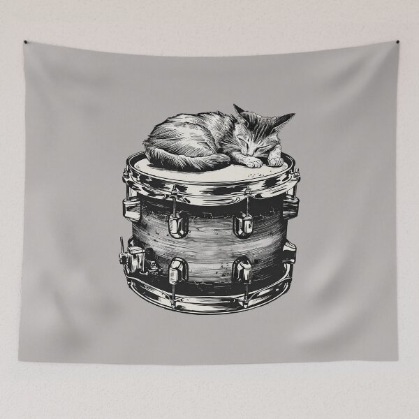 Item preview, Cat Drum Kitty Sleeping On Snare Drum designed and sold by wowwowmeow.