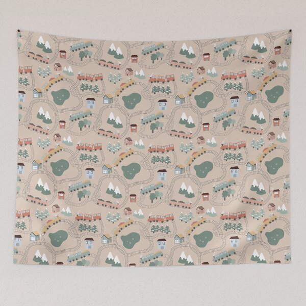 Item preview, Cute Colorful Trains on Tracks Kids Pattern designed and sold by idovedesign.