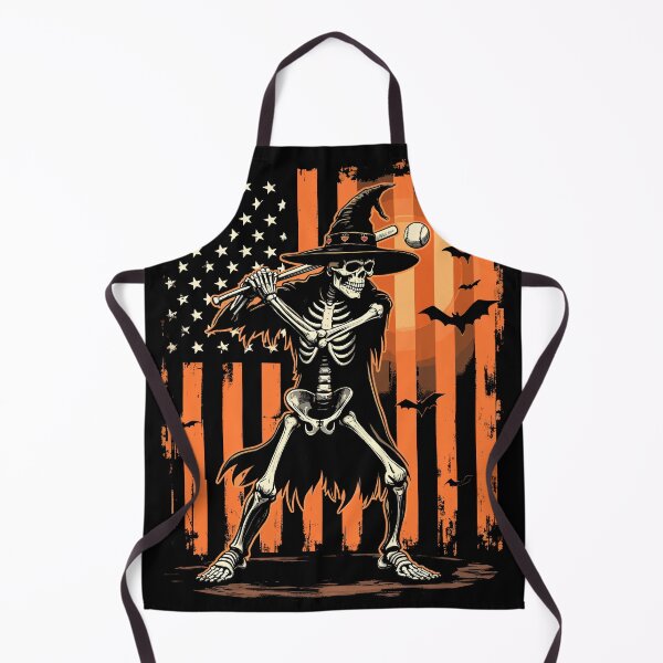 Item preview, Skeleton Witch Playing Baseball Halloween USA designed and sold by Quirky Shirts.