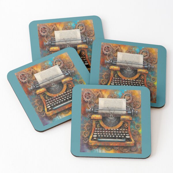 Item preview, "Rusty Typewriter Engulfed in a Whirlwind of Gears" designed and sold by Artisticanvas.